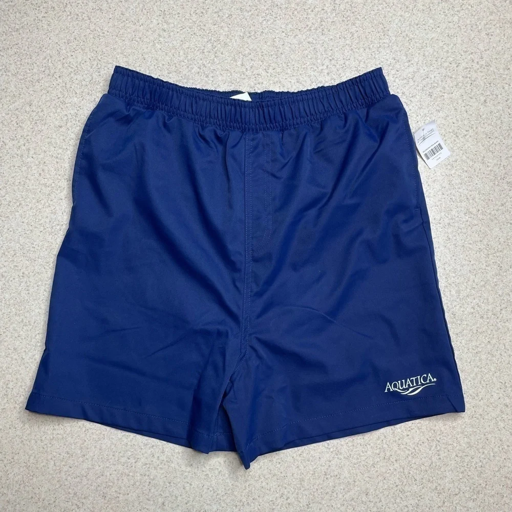 NWT Aquatica Blue Youth Swim Trunks Elastic Waist Pockets Youth XL
